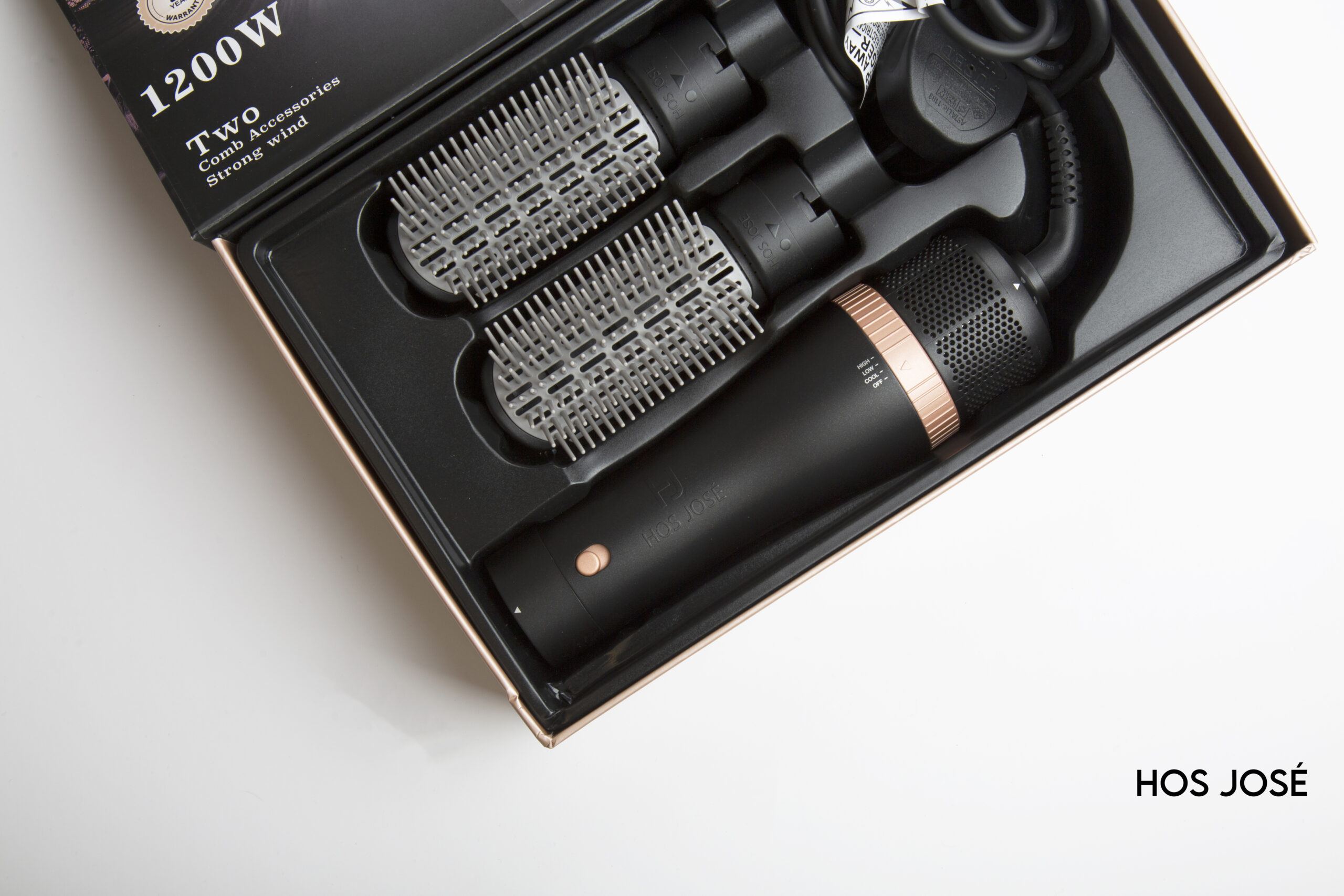 اتش او اس جوسي، فرشاة هوائية حرارية احترافية للتصفيف، أسود - الصورة 7
